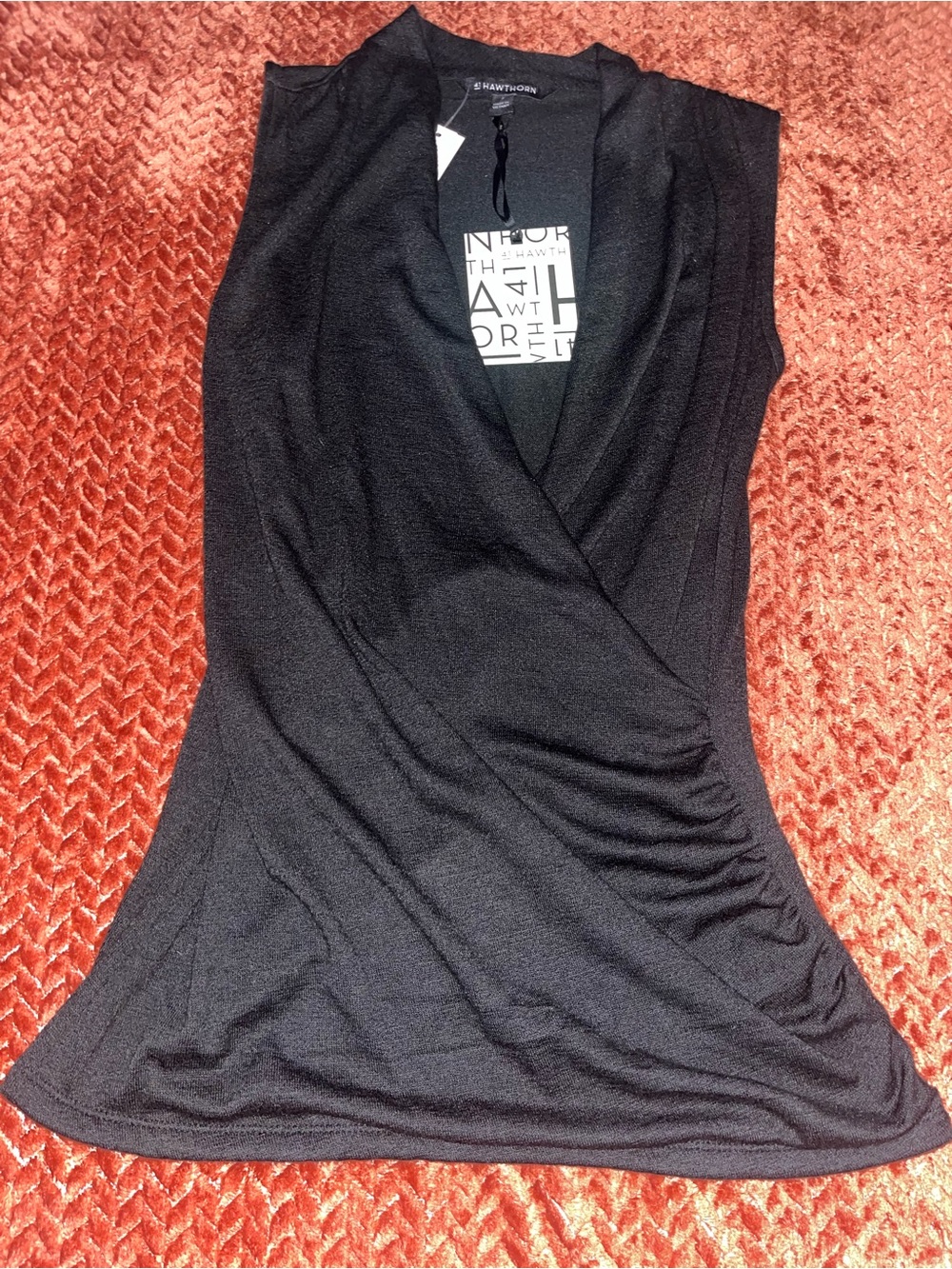 41 Hawthorn Black Sleeveless Surplice Wrap-Style Top. Size S.